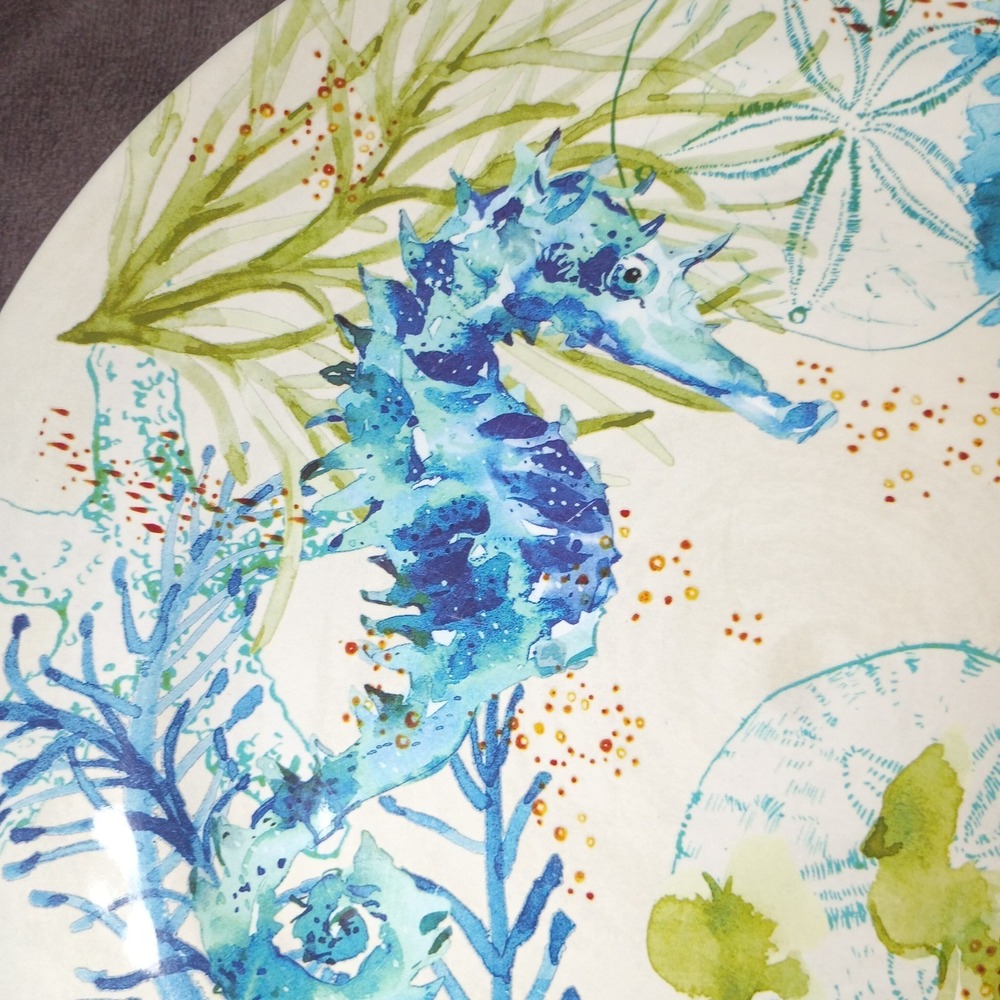 Sigrid Olsen Turtle Seahorse Sea Melamine 11" Dinner Plates Beach Summer Set of4 - Picture 5 of 8
